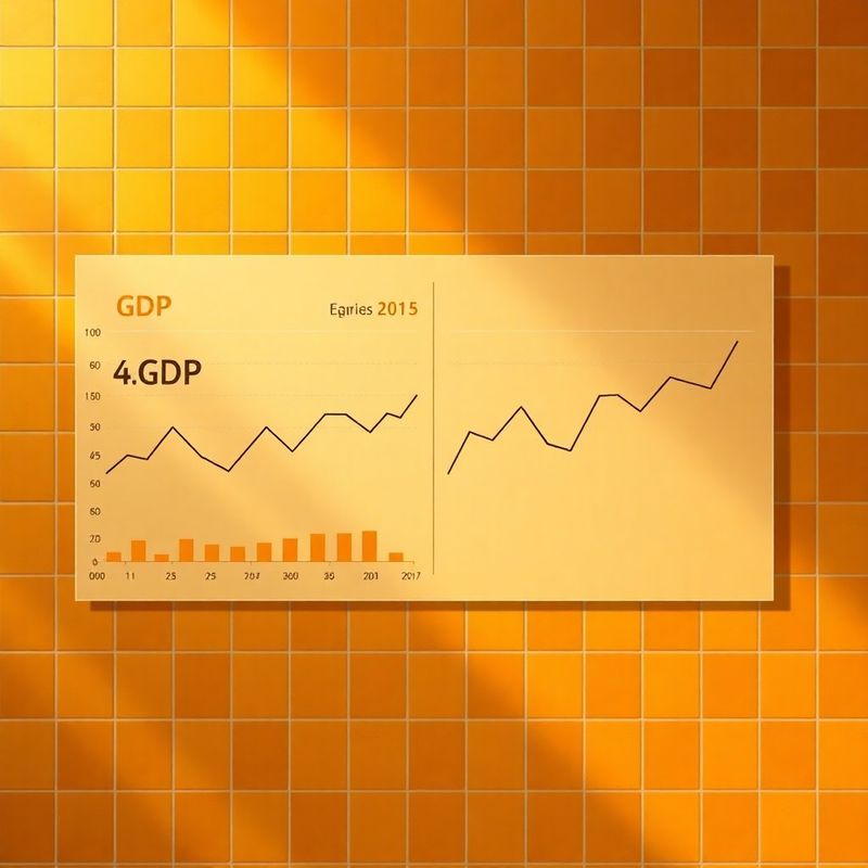 Panel de datos macroeconómicos sobre fondo ámbar