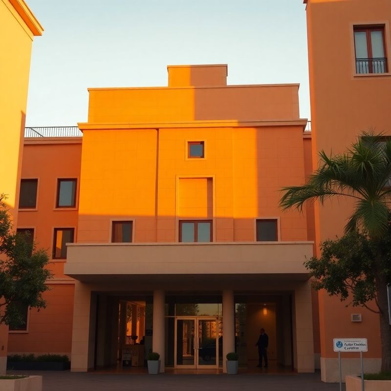 Edificio institucional español bajo luz cálida